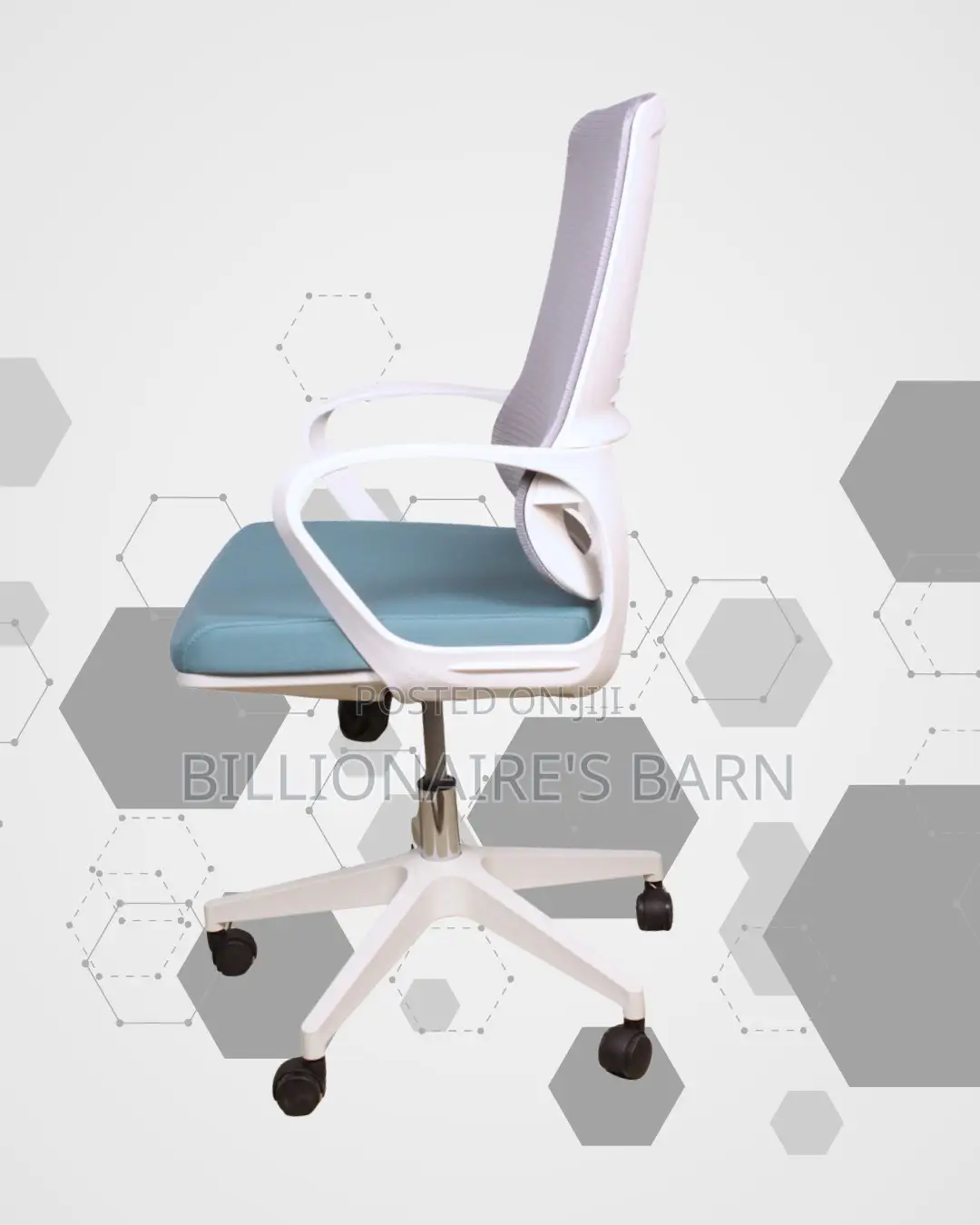 Breathable White Ergonomic Mesh Office Chair — Strong Stable Base