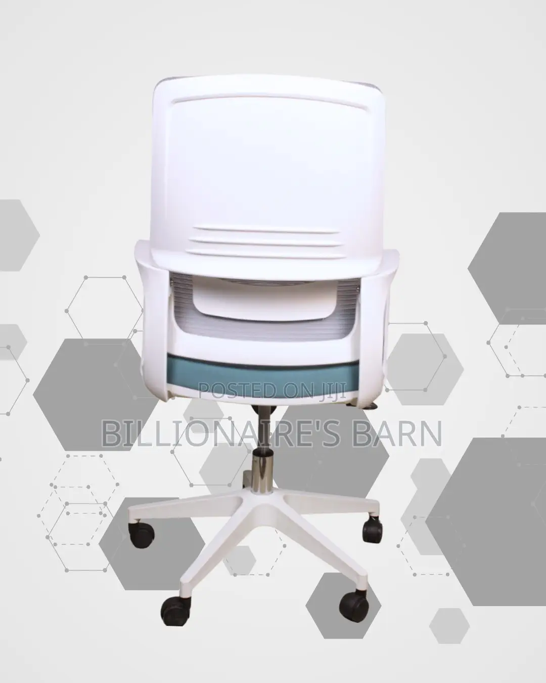 Breathable White Ergonomic Mesh Office Chair — Strong Stable Base
