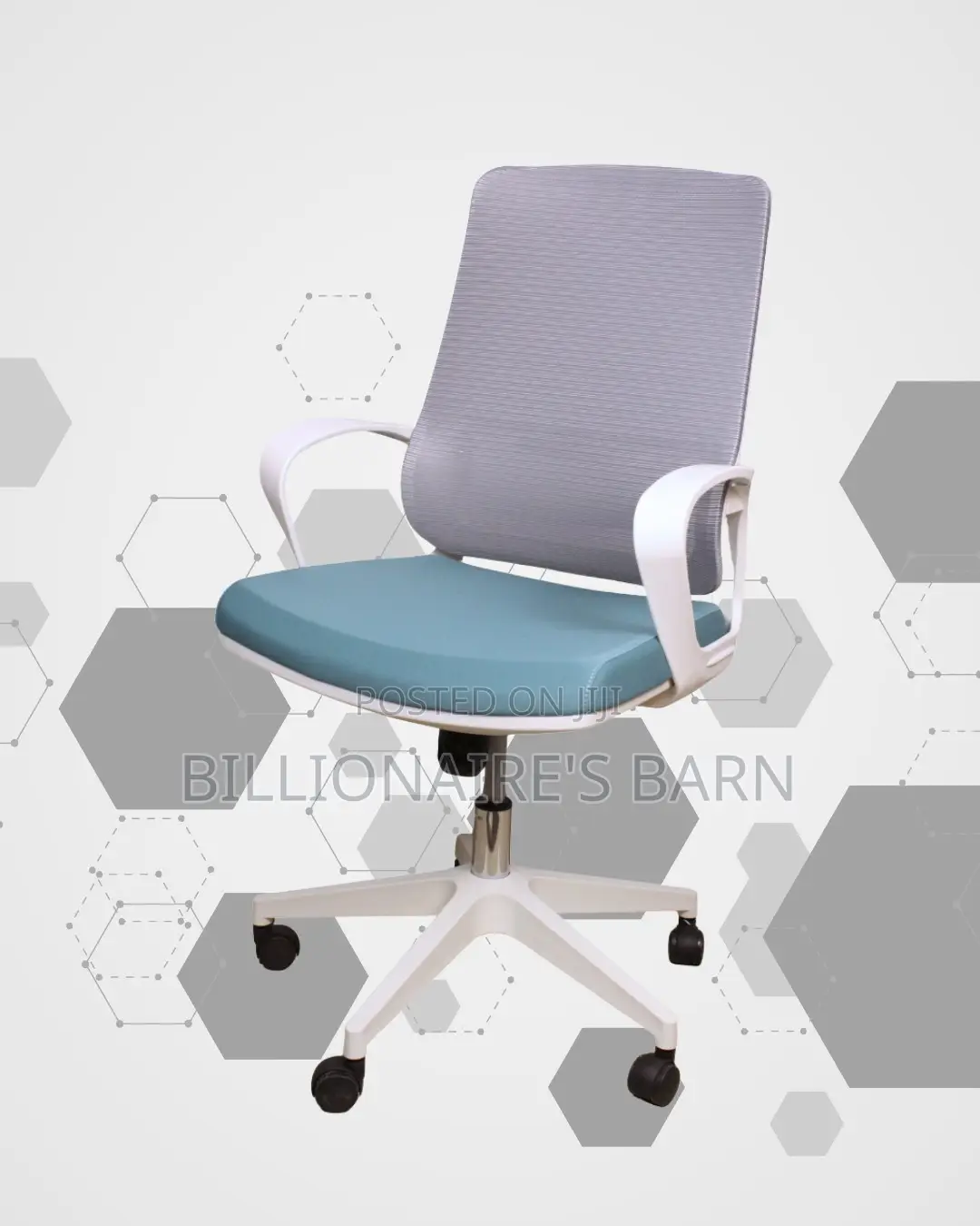 Breathable White Ergonomic Mesh Office Chair — Strong Stable Base