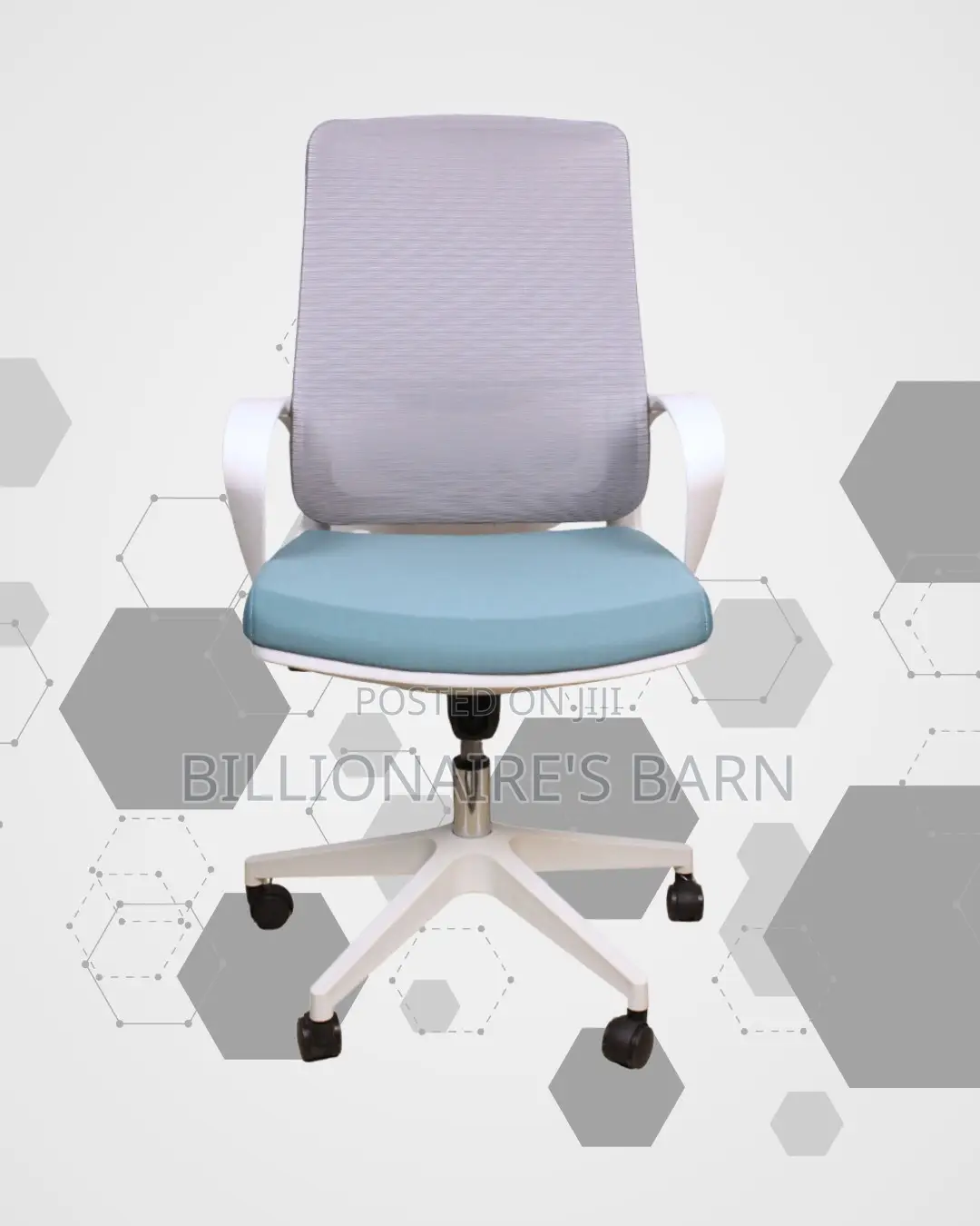 Breathable White Ergonomic Mesh Office Chair — Strong Stable Base