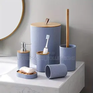 In Luxury Bathroom Accessories Set With Bamboo Lid