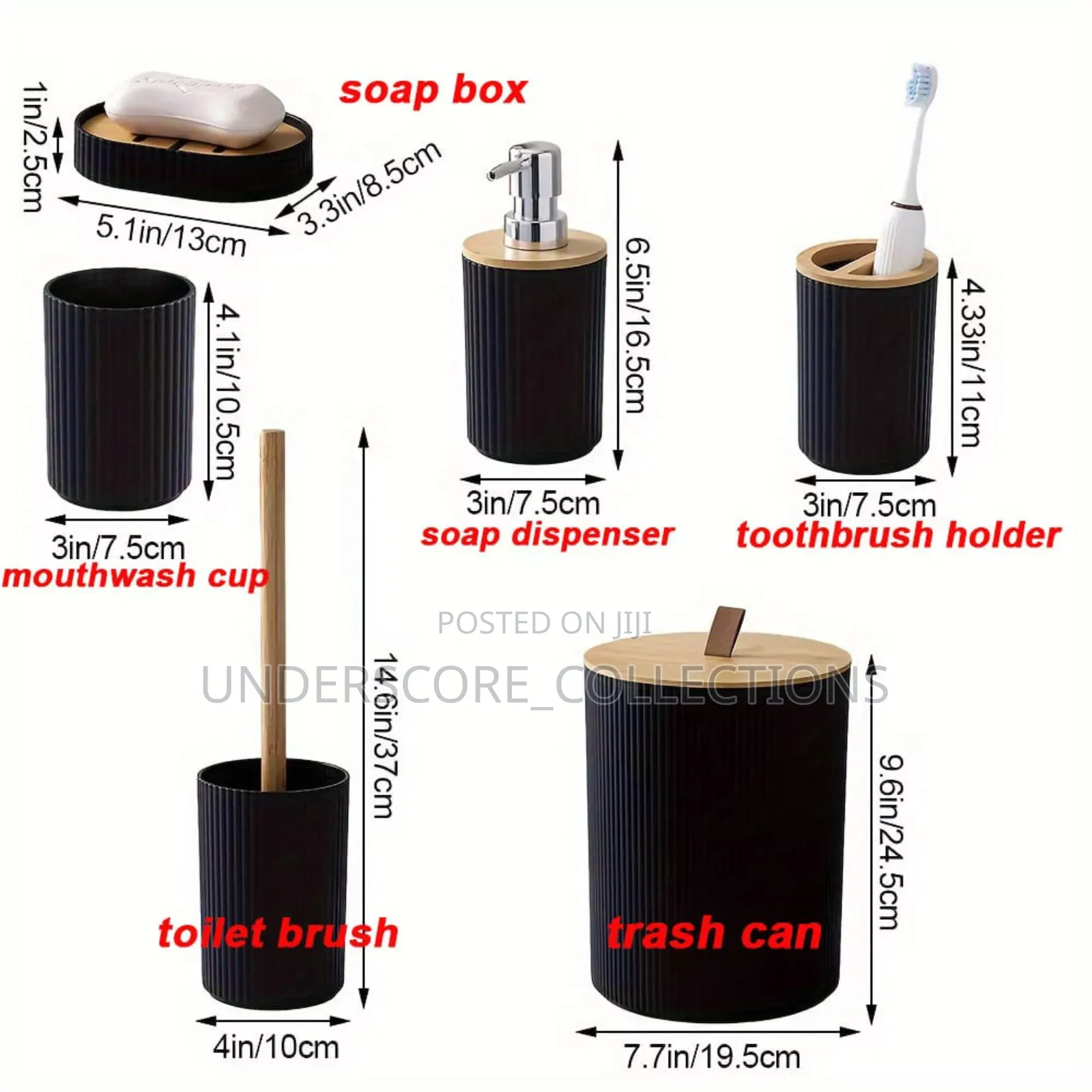 In Luxury Bathroom Accessories Set With Bamboo Lid