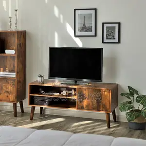 Home Tv Cabinet; Mahogany Home Tv Stand With Drawers and Open Shelves