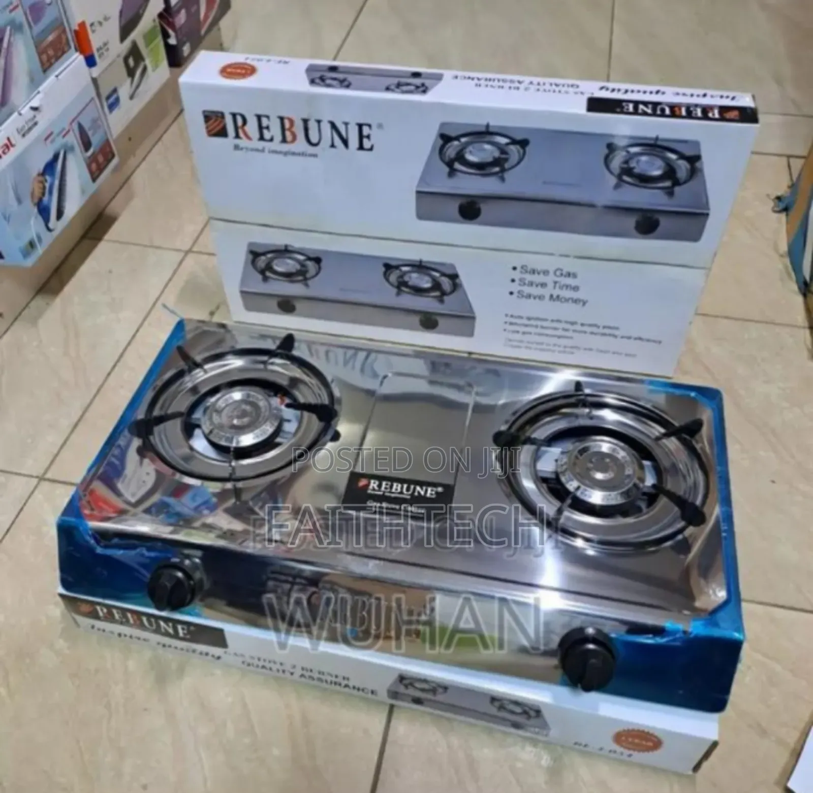 *Rebune 2 Burner Stainless Steel