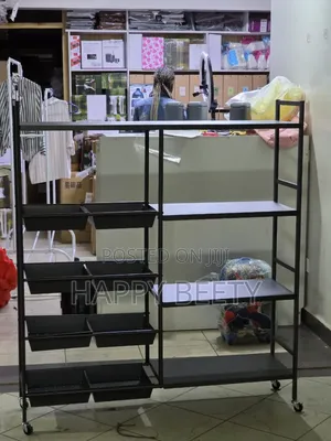 *Multifunctional Strong Metallic Kitchen Rack With Movable Wheels