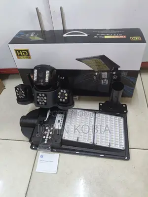 V380 Pro Three-Lens Solar PTZ Camera With Led Floodlight