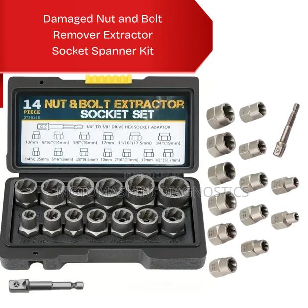 Damaged Nut and Bolt Remover Extractor Socket Spanner Kit