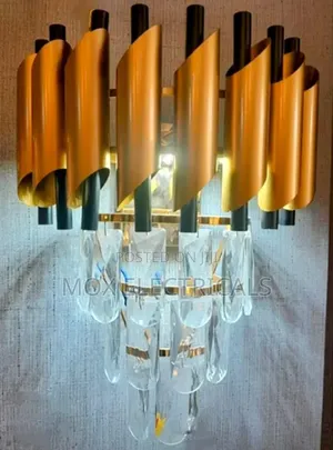 Aurora Lights Wall-Mounted Crystal Chandelier With Golden Frame