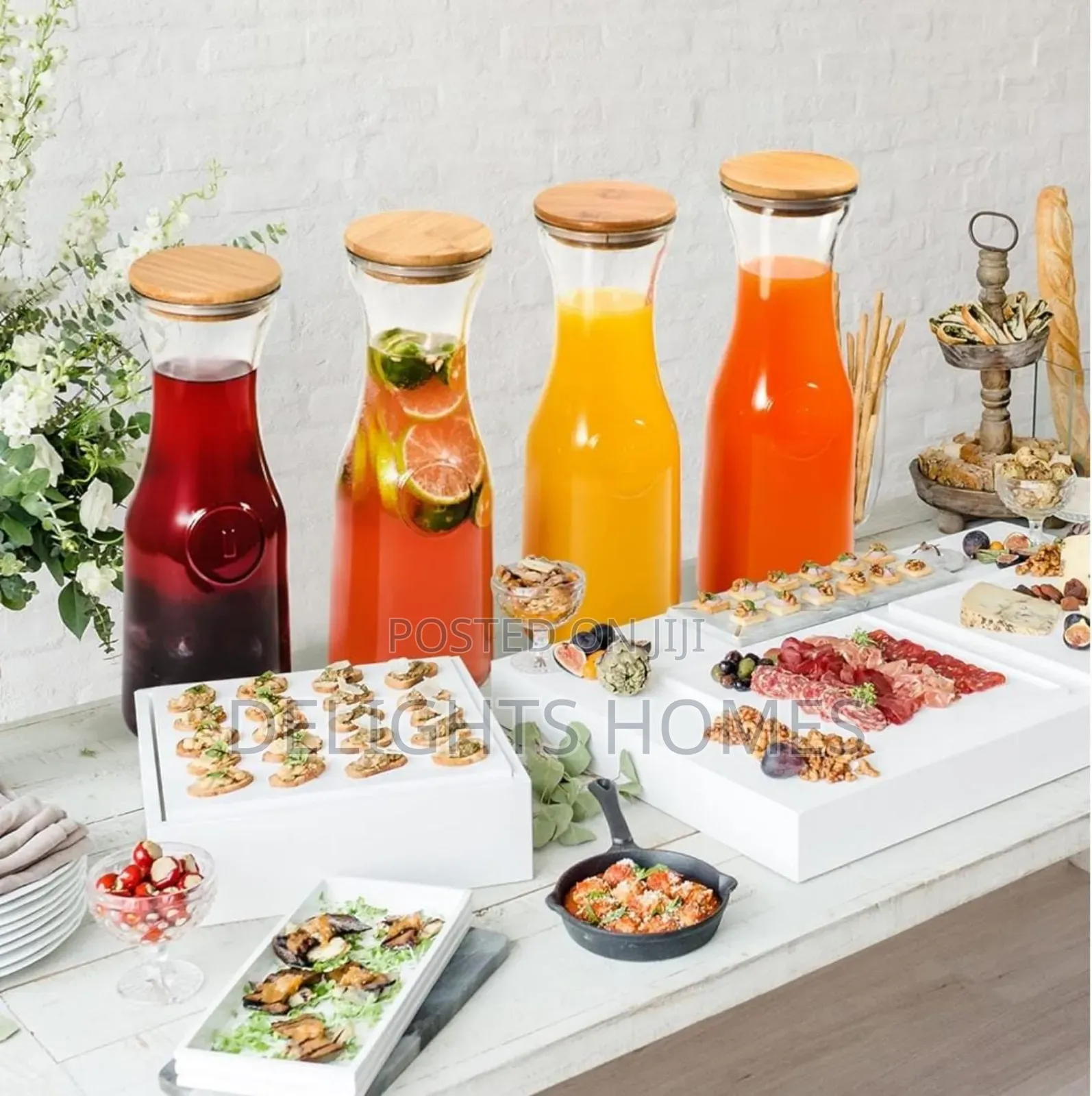 1l Juice Storage Glass Jar/Carafe With Bamboo Lid-Alp