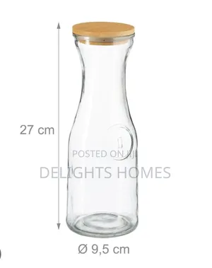 1l Juice Storage Glass Jar/Carafe With Bamboo Lid-Alp