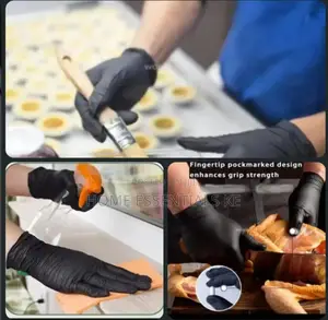 Food Grade Disposable Black Kitchen Gloves 100pcs
