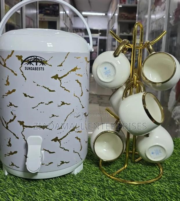 Complete Morning Elegance: 7-Piece Tea Set With Urn Mugs - main view