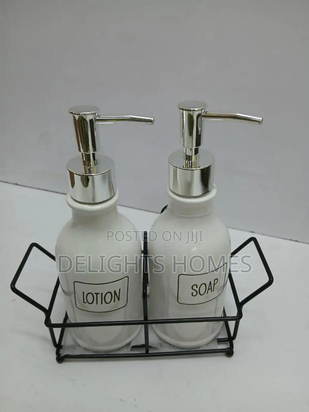 Soap and Lotion Dispenser Set With Stand-Alp