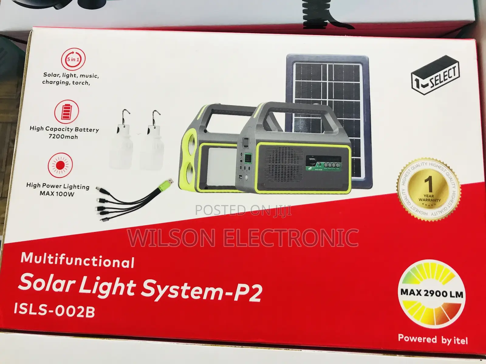 Itel Solar System. Fm/Usb/ Bluetooth and Torches