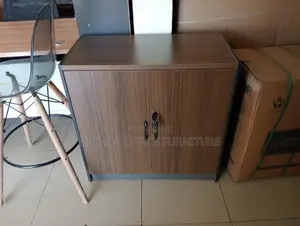 Dark Wood 2-Door Lockable Cabinet
