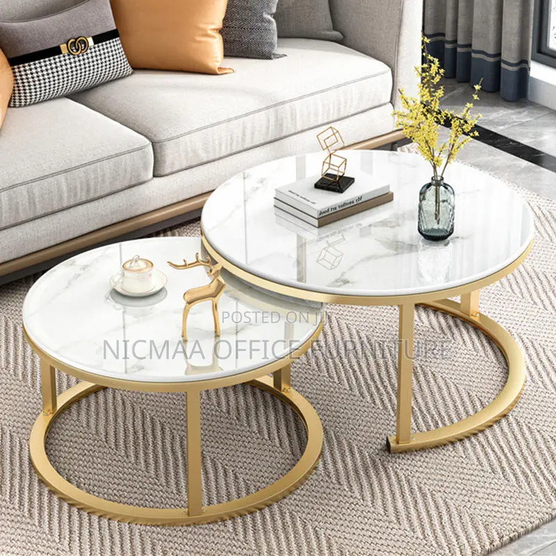 2-Piece Modern Marble Coffee Table Set