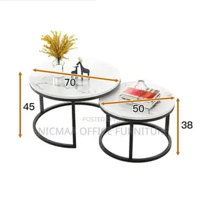2-Piece Modern Marble Coffee Table Set