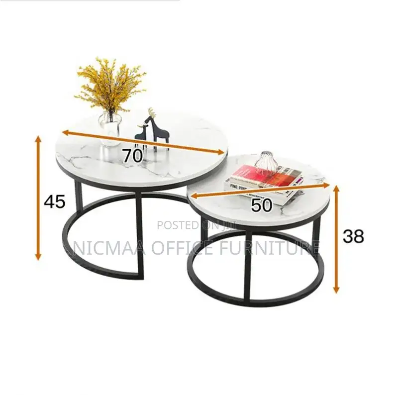 2-Piece Modern Marble Coffee Table Set