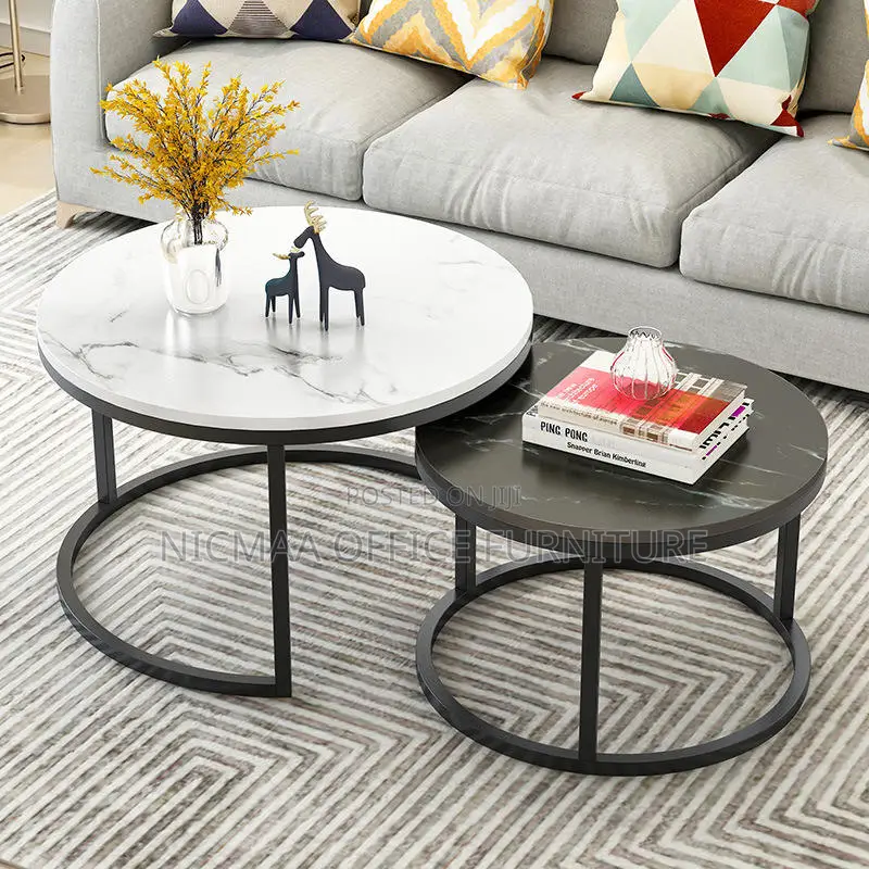 2-Piece Modern Marble Coffee Table Set