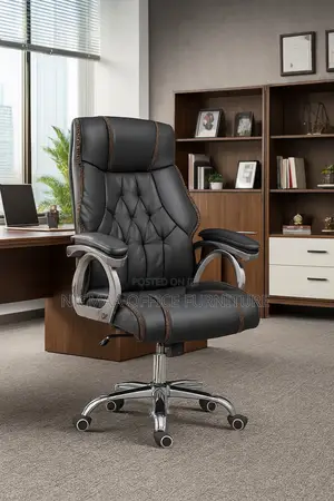 High Back With Orange Stitching Chrome Base Seat