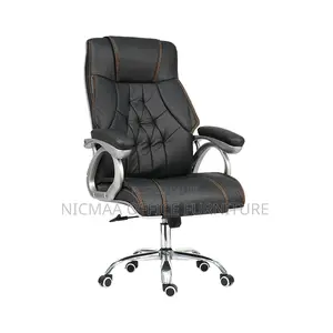 High Back With Orange Stitching Chrome Base Seat