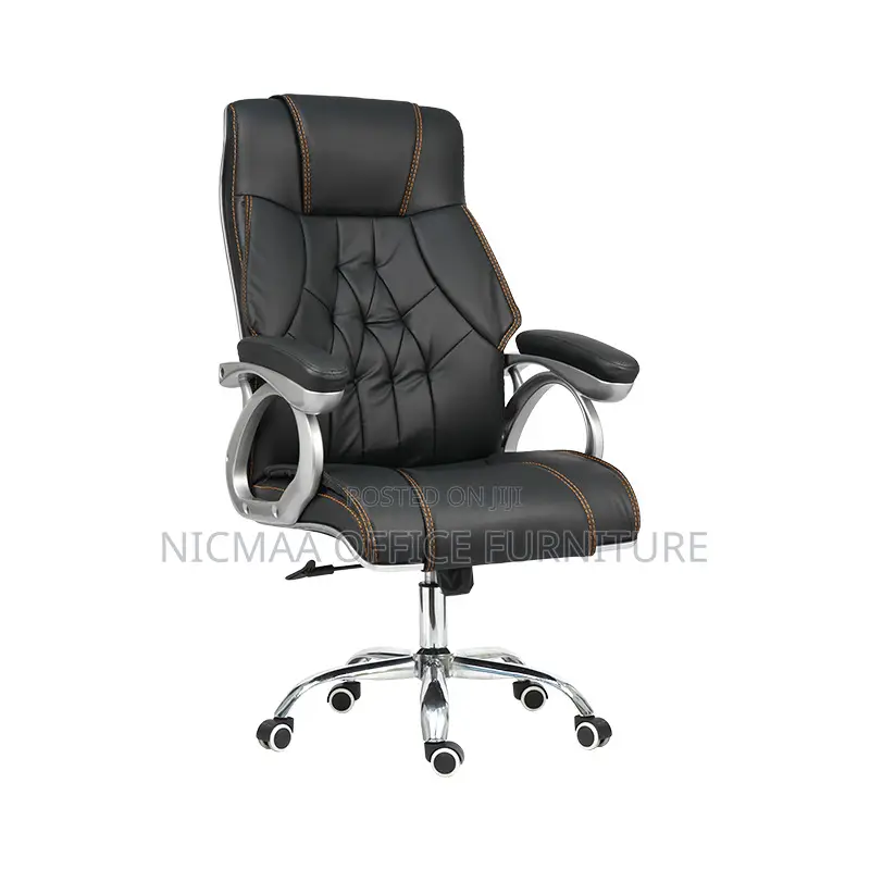High Back With Orange Stitching Chrome Base Seat