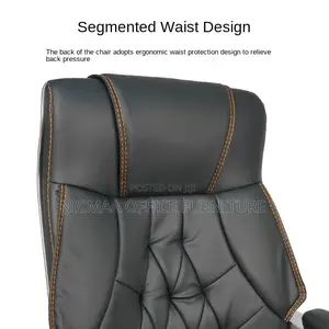 High Back With Orange Stitching Chrome Base Seat
