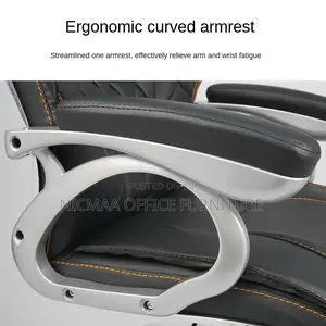 High Back With Orange Stitching Chrome Base Seat