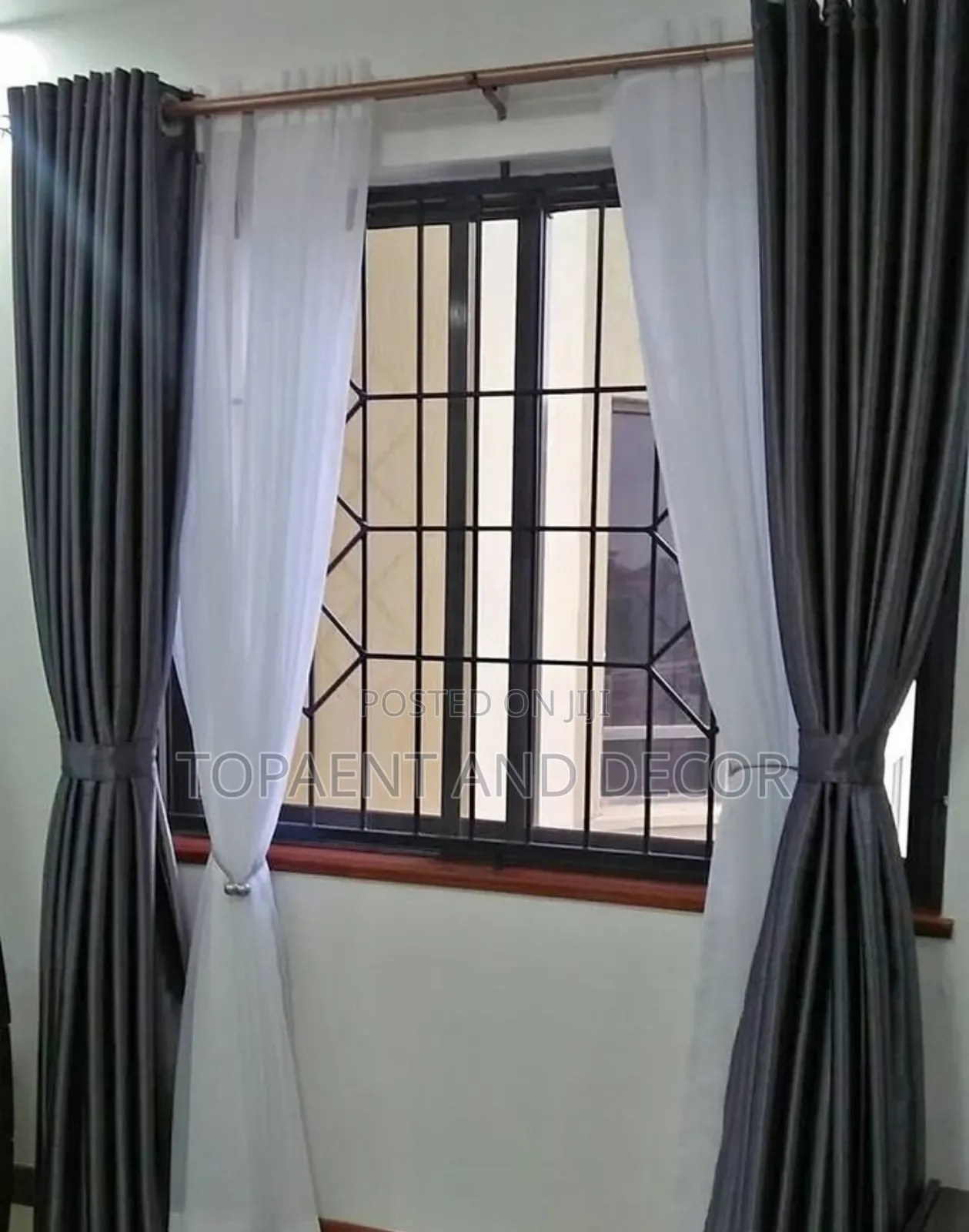 Plain Grey Soft Living Room Window Curtains