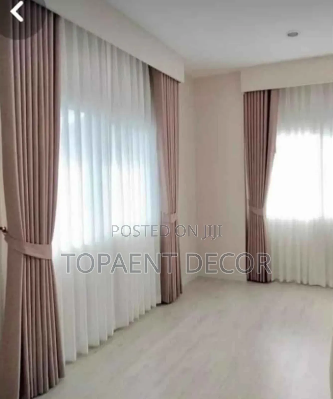 Brown Hook Taped Window Curtains With White Sheers
