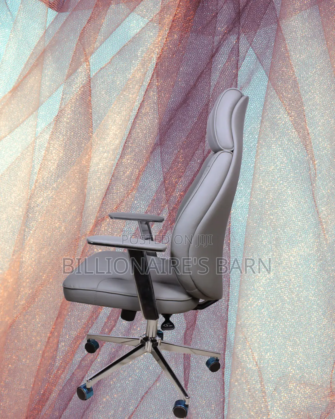 Premium Grey Executive Leather Office Chair | Swivel Base