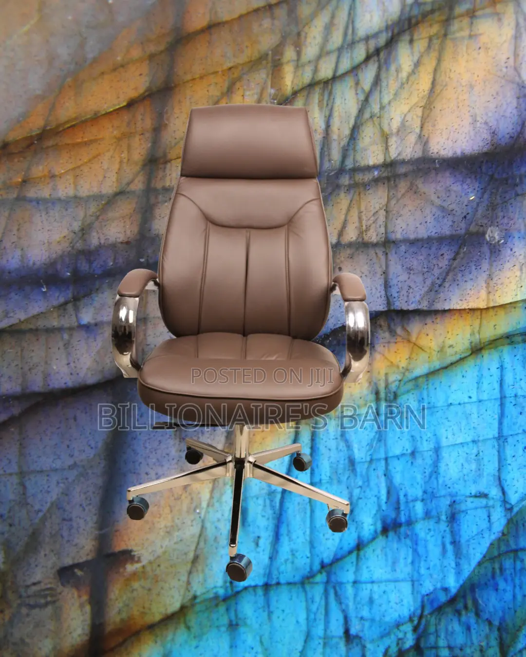 Brown Executive Leather Office Chair (Quiet-Roll) — Moving Fast