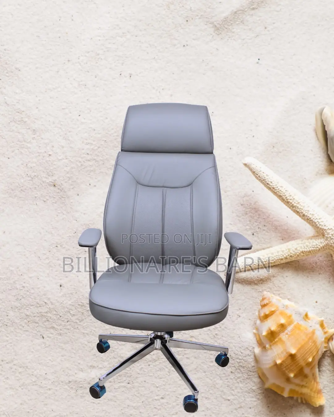 Durable Grey Executive Leather Office Chair — Boosts Posture Focus