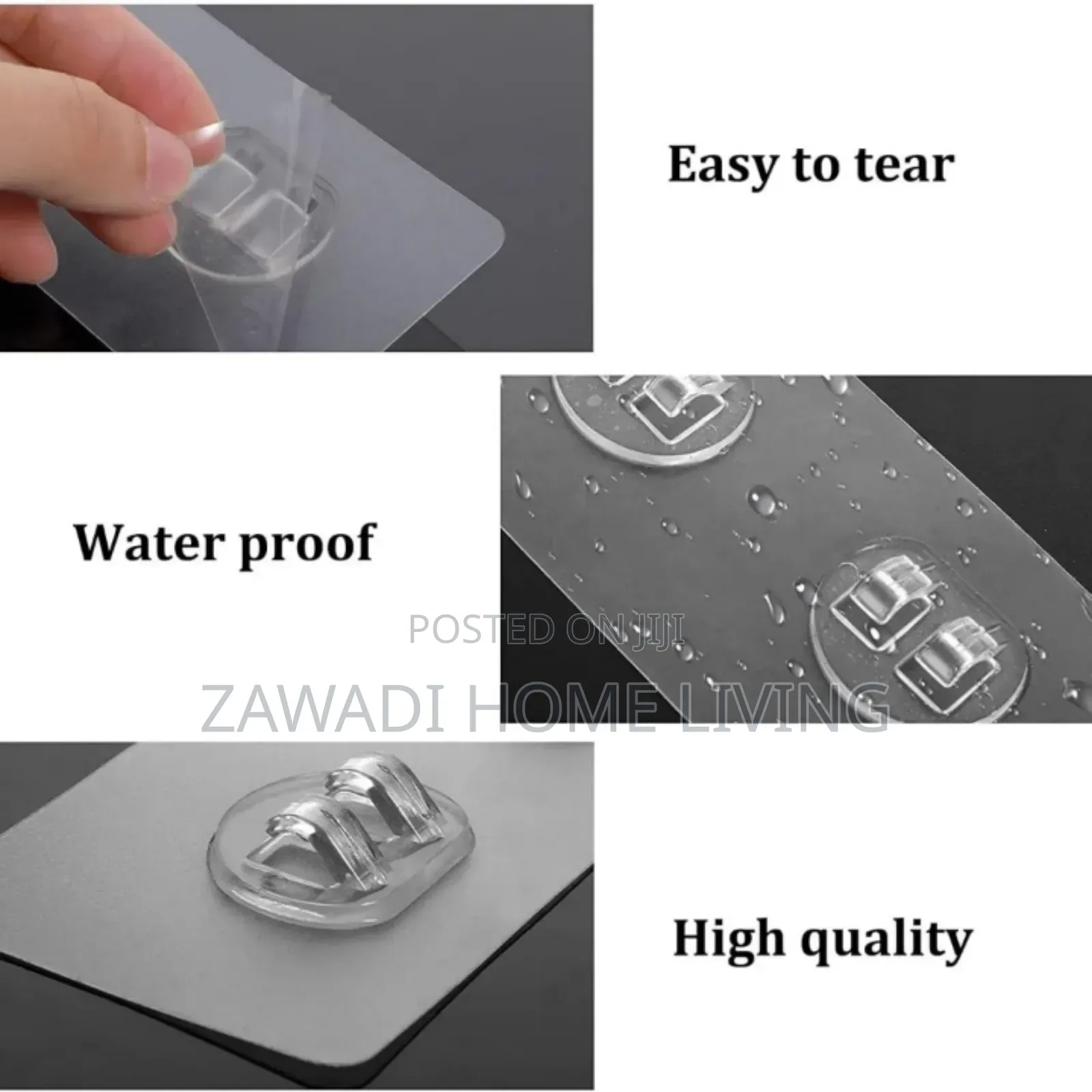 5 Pcs Clear Strong Adhesive Waterproof Wall Hooks/Shelf Stickers