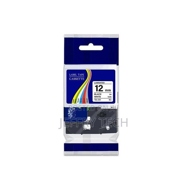 TZC 231 - 12mm Black on White Label Printer Tape Cartridge - thumbnail 2