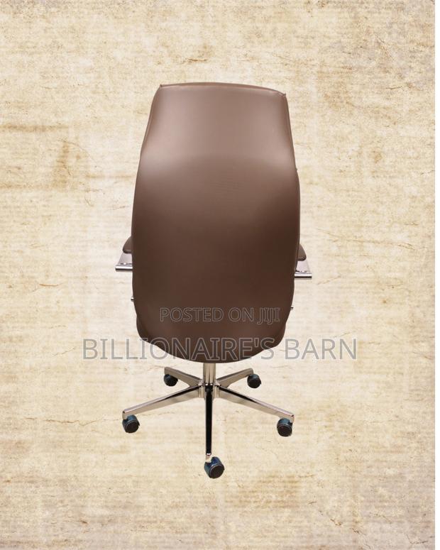 Brown Executive Leather Office Chair | Modern Padded Armrests - thumbnail 2