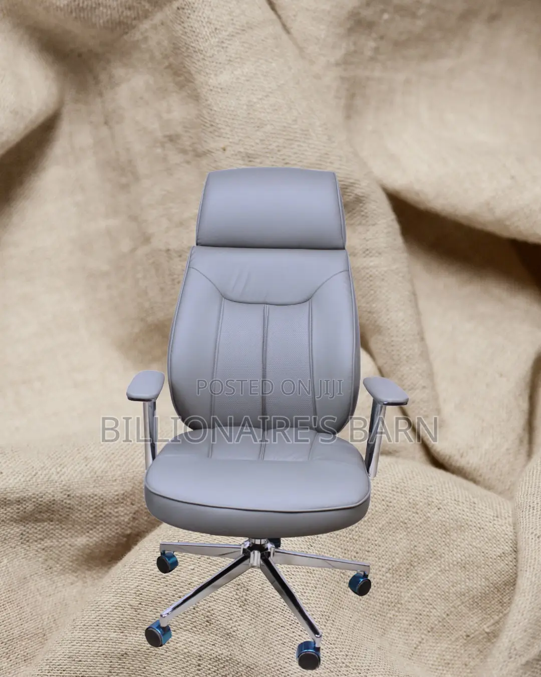 Grey Executive Leather Office Chair | Durable Adjustable Height