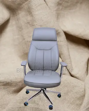Grey Executive Leather Office Chair | Durable Adjustable Height