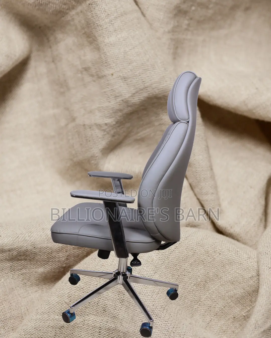 Grey Executive Leather Office Chair | Durable Adjustable Height