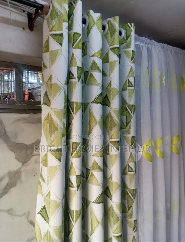 Green Triangular Pattern Curtain Available - main view