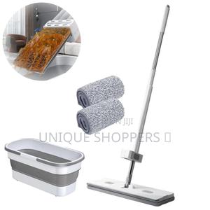 Self Wringing Hand Wash Free Flat Mop With Foldable Bucket - thumbnail 2