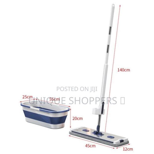 Self Wringing Hand Wash Free Flat Mop With Foldable Bucket - thumbnail 3