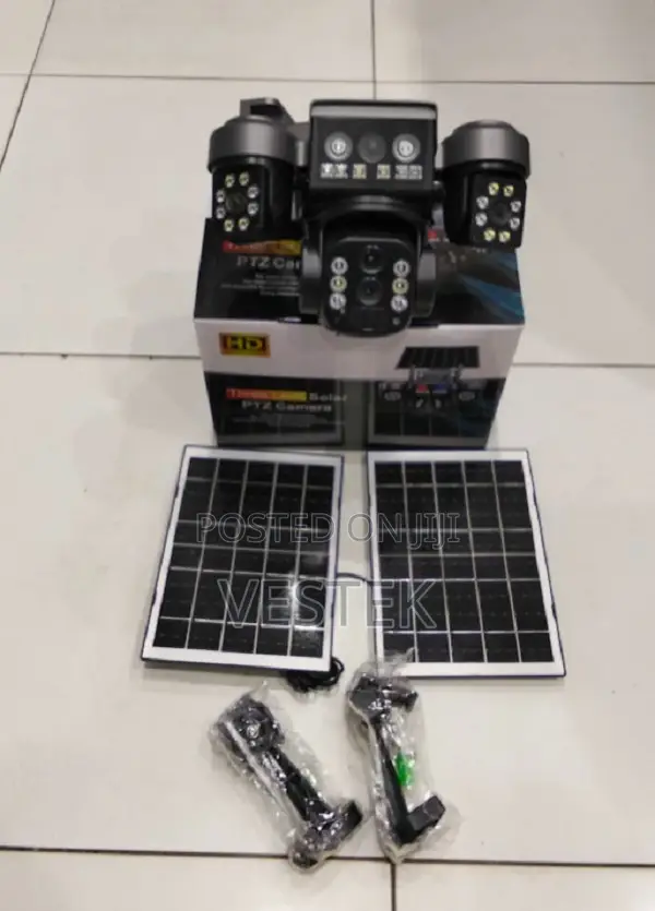 4g V380pro Triple Lens Solar Powered Camera With 10x Zoom,Dual Panel