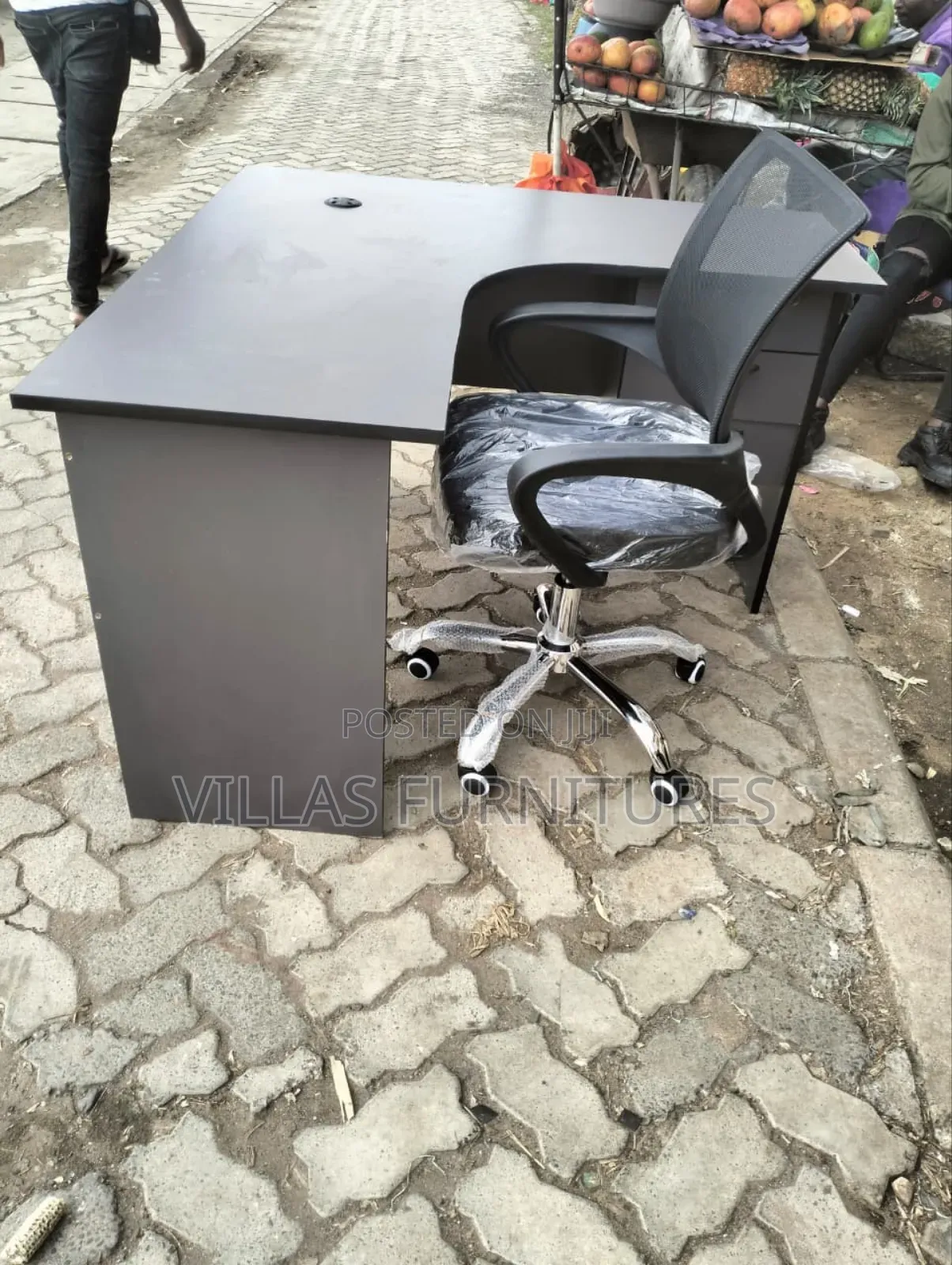4 by 4 Feet L Shaped Desk and Swivel Mesh Chair
