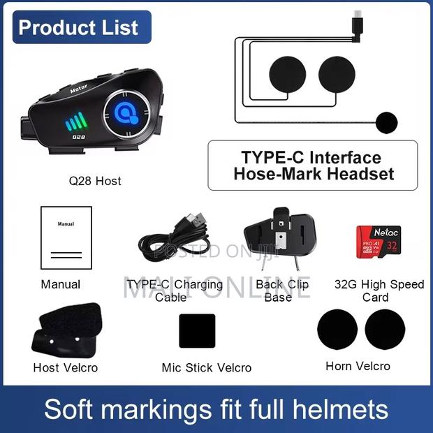 Q28 Motorcycle Helmet Bluetooth Headset With 1080p Hd Camera - thumbnail 3
