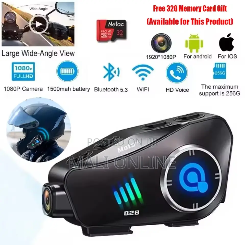 Q28 Motorcycle Helmet Bluetooth Headset With 1080p Hd Camera
