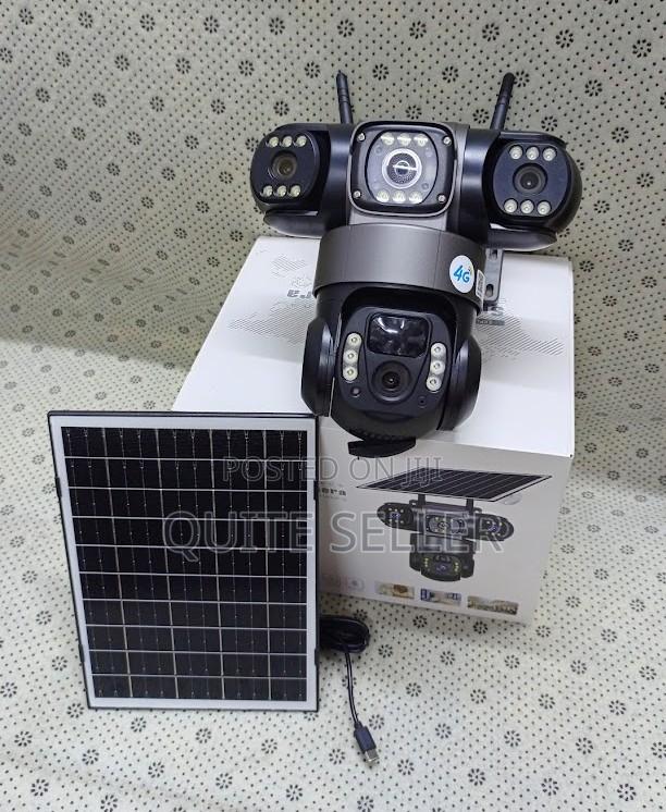 3 Lens Wireless Solar CCTV Camera - Solar Panel + Rechargeable Battery - main view