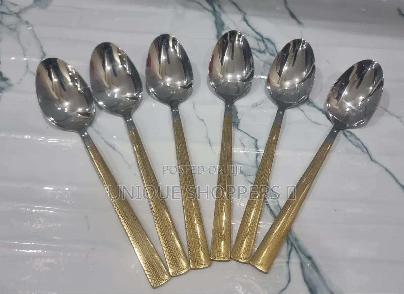 Boyuan Heavy Stainless Steel Golden Handle Table Spoon