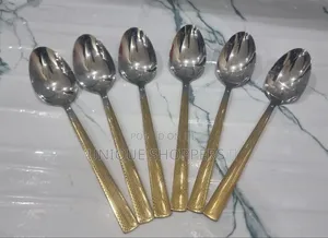 Boyuan Heavy Stainless Steel Golden Handle Table Spoon