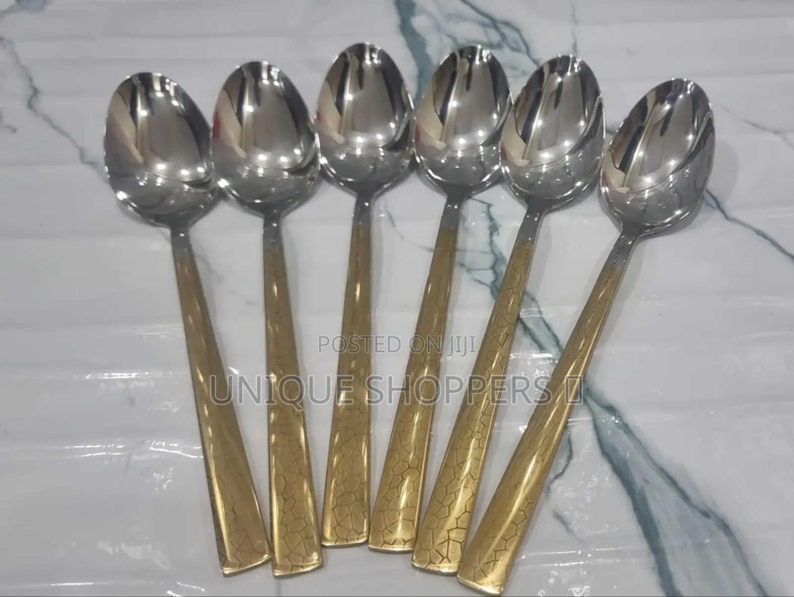 Boyuan Heavy Stainless Steel Golden Handle Table Spoon